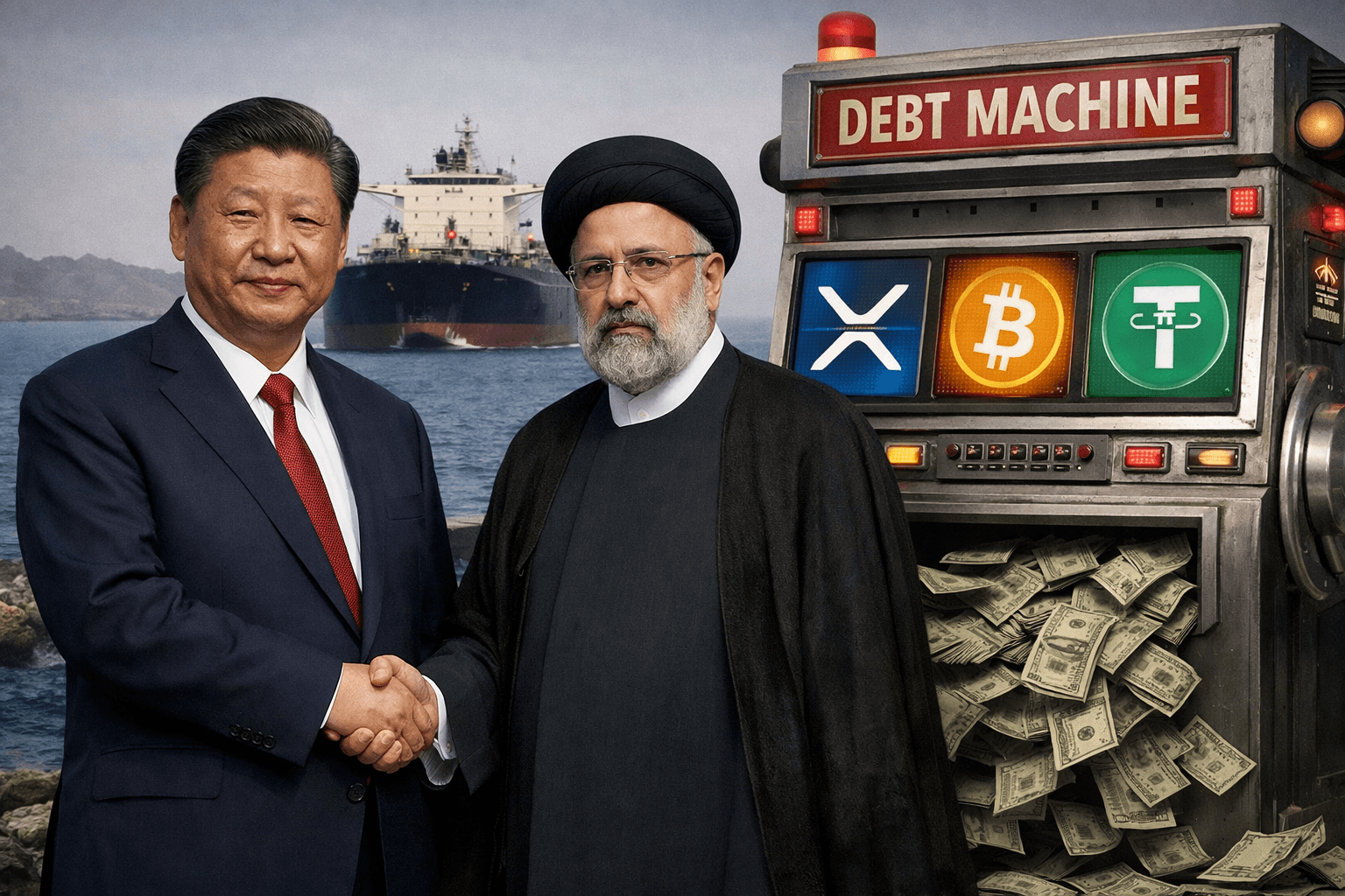 USA and IRAN oil crisis results in a shift away from the U.S. dollar to cryptocurrencies, including XRP, BTC, and Tether, for oil payments. USA and IRAN oil crisis results in a shift away from the U.S. dollar to cryptocurrencies, including XRP, BTC, and Tether, for oil payments.