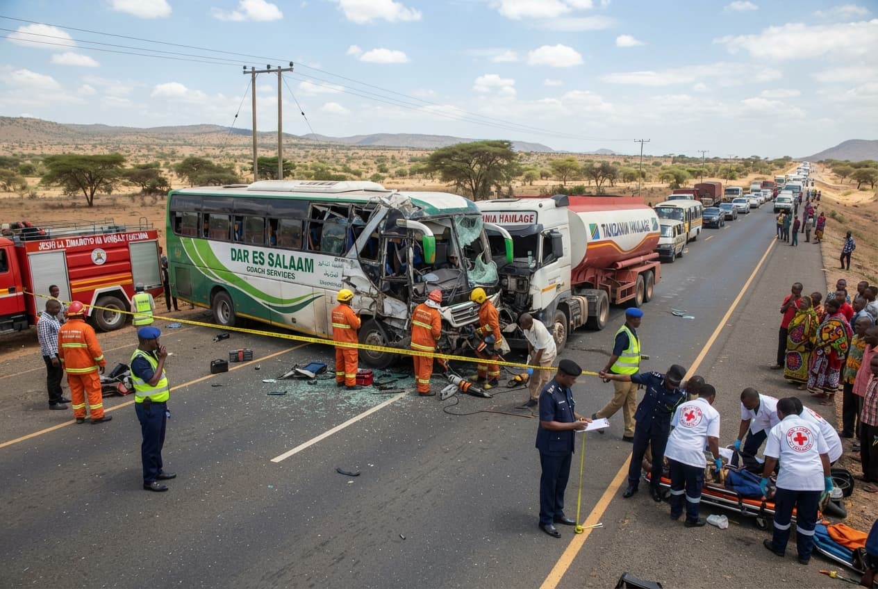 Morogoro Highway Tragedy: Intercity Bus and Trailer Collision Claims Four Lives Morogoro Highway Tragedy: Intercity Bus and Trailer Collision Claims Four Lives