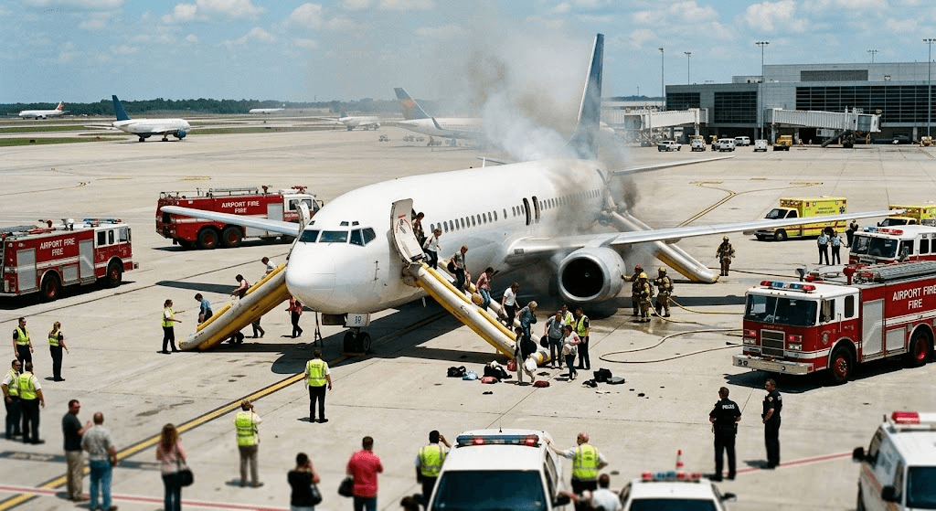 Engine Catches Fire Before Takeoff in Peru: Passengers Evacuated as Flight Cancelled Engine Catches Fire Before Takeoff in Peru: Passengers Evacuated as Flight Cancelled