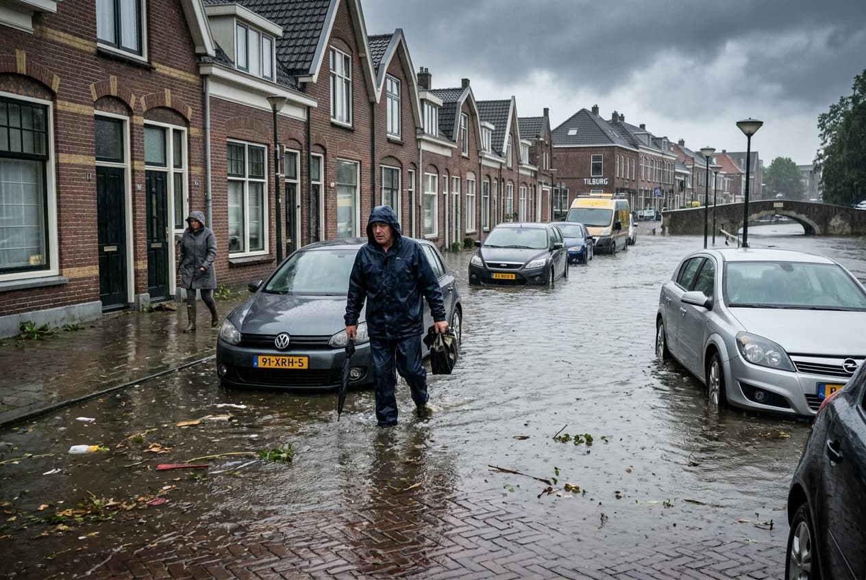 Streets Turn to Rivers in Tilburg: Heavy Downpour Triggers Flash Flooding, Canal Overflows, Drivers Trapped Streets Turn to Rivers in Tilburg: Heavy Downpour Triggers Flash Flooding, Canal Overflows, Drivers Trapped