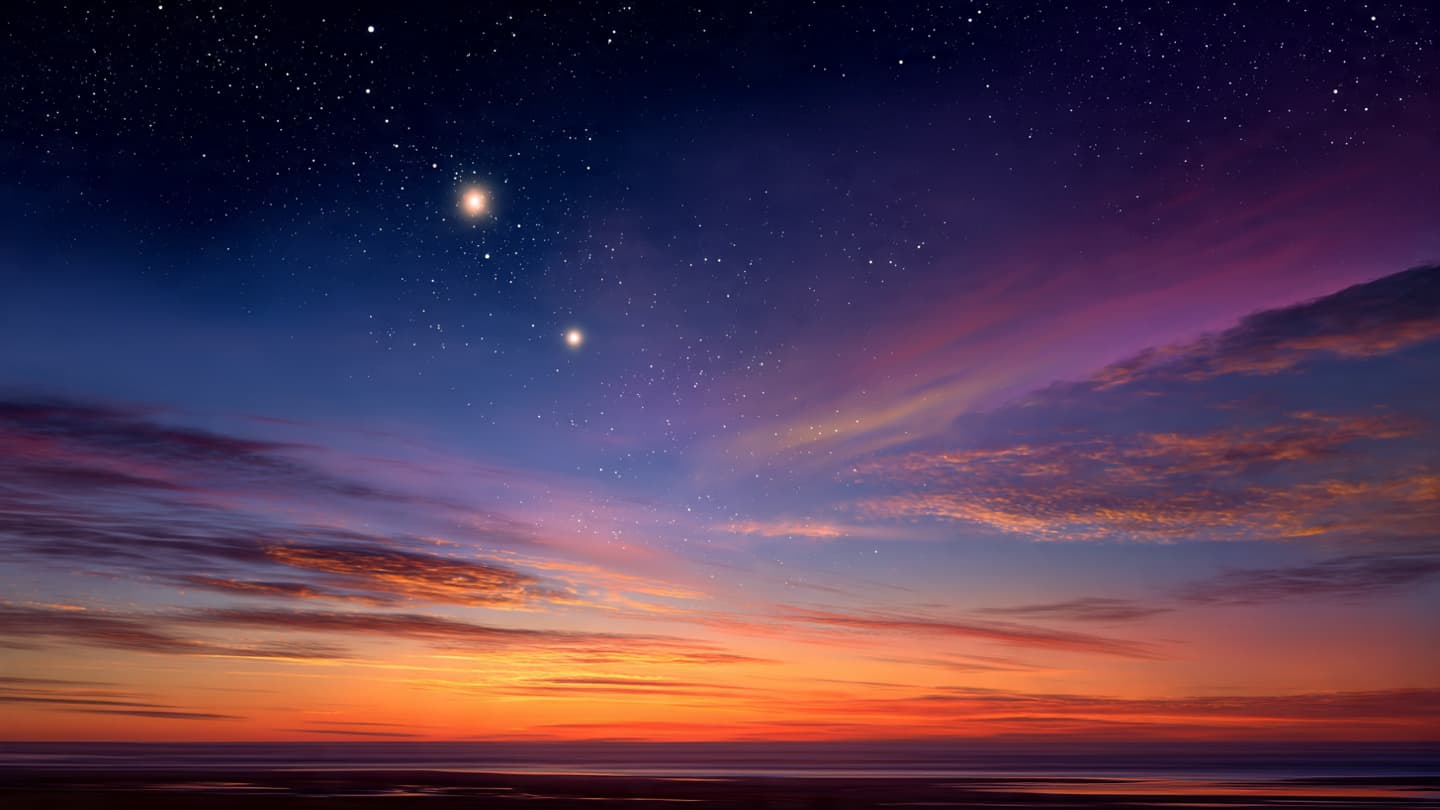 Two Bright Worlds Meet Beneath the Evening Twilight Two Bright Worlds Meet Beneath the Evening Twilight