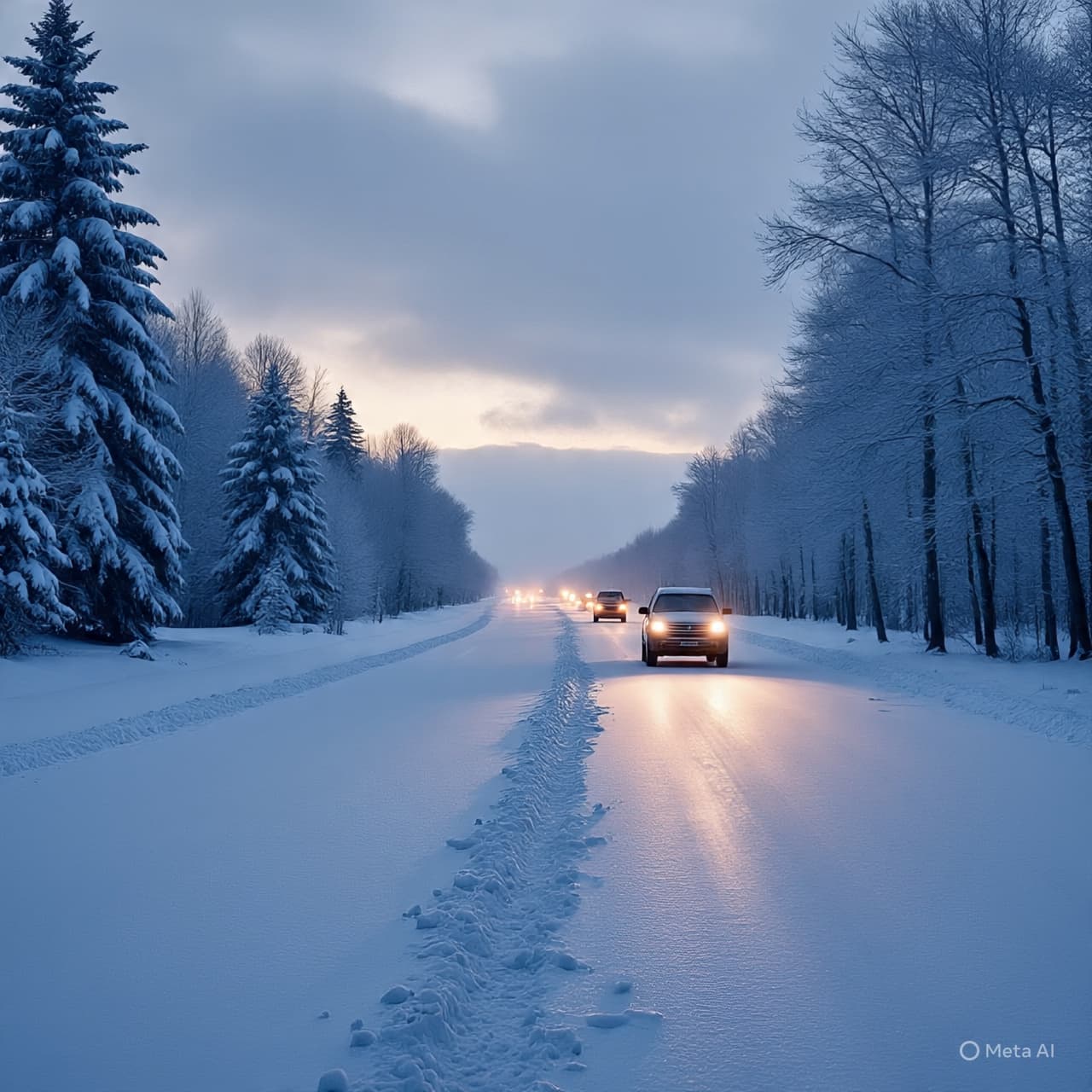 Between Falling Temperatures and Braking Tires, A Highway Slows to Winter’s Pace Between Falling Temperatures and Braking Tires, A Highway Slows to Winter’s Pace