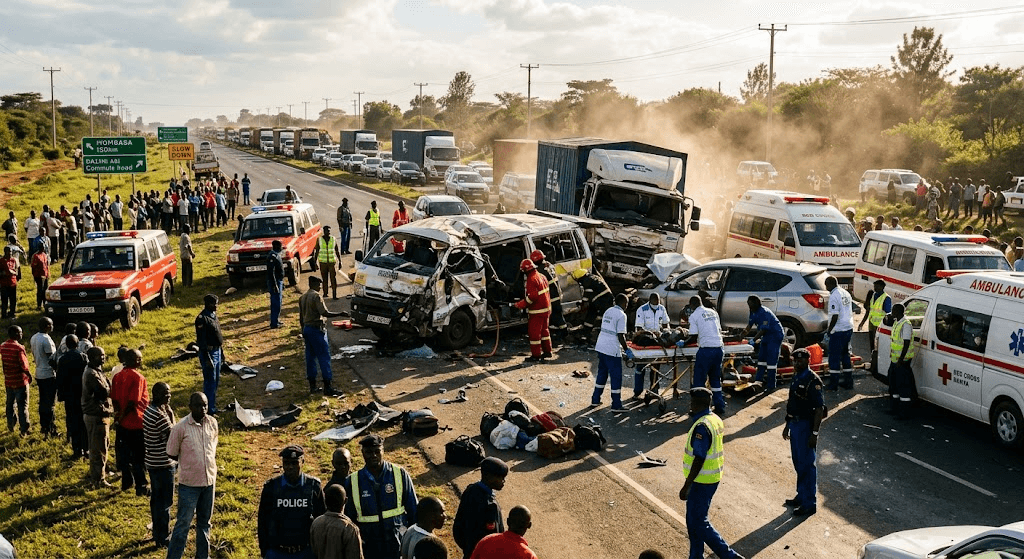Highway Horror: Multi-Vehicle Crash Leaves at Least 13 Dead on Road to Mombasa Highway Horror: Multi-Vehicle Crash Leaves at Least 13 Dead on Road to Mombasa