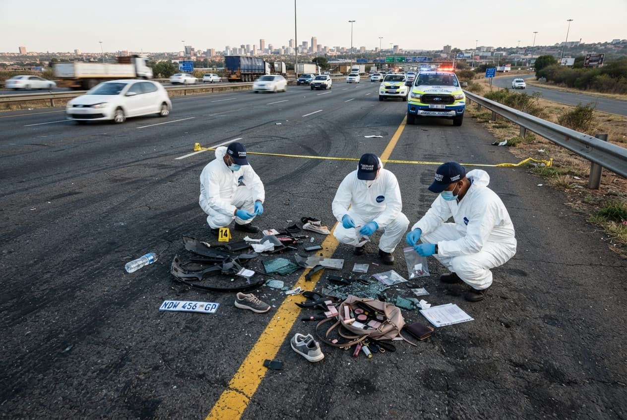Johannesburg, South Africa: Minibus Taxi Rollover on N1 Highway Kills Eight Commuters During Morning Rush Johannesburg, South Africa: Minibus Taxi Rollover on N1 Highway Kills Eight Commuters During Morning Rush