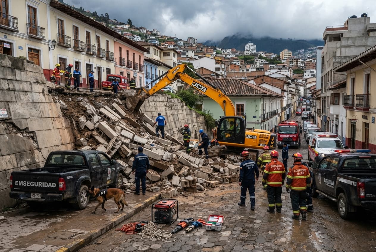 Quito Outskirts Storms: Retaining Wall Collapse Kills Two Construction Workers In Ecuador Quito Outskirts Storms: Retaining Wall Collapse Kills Two Construction Workers In Ecuador