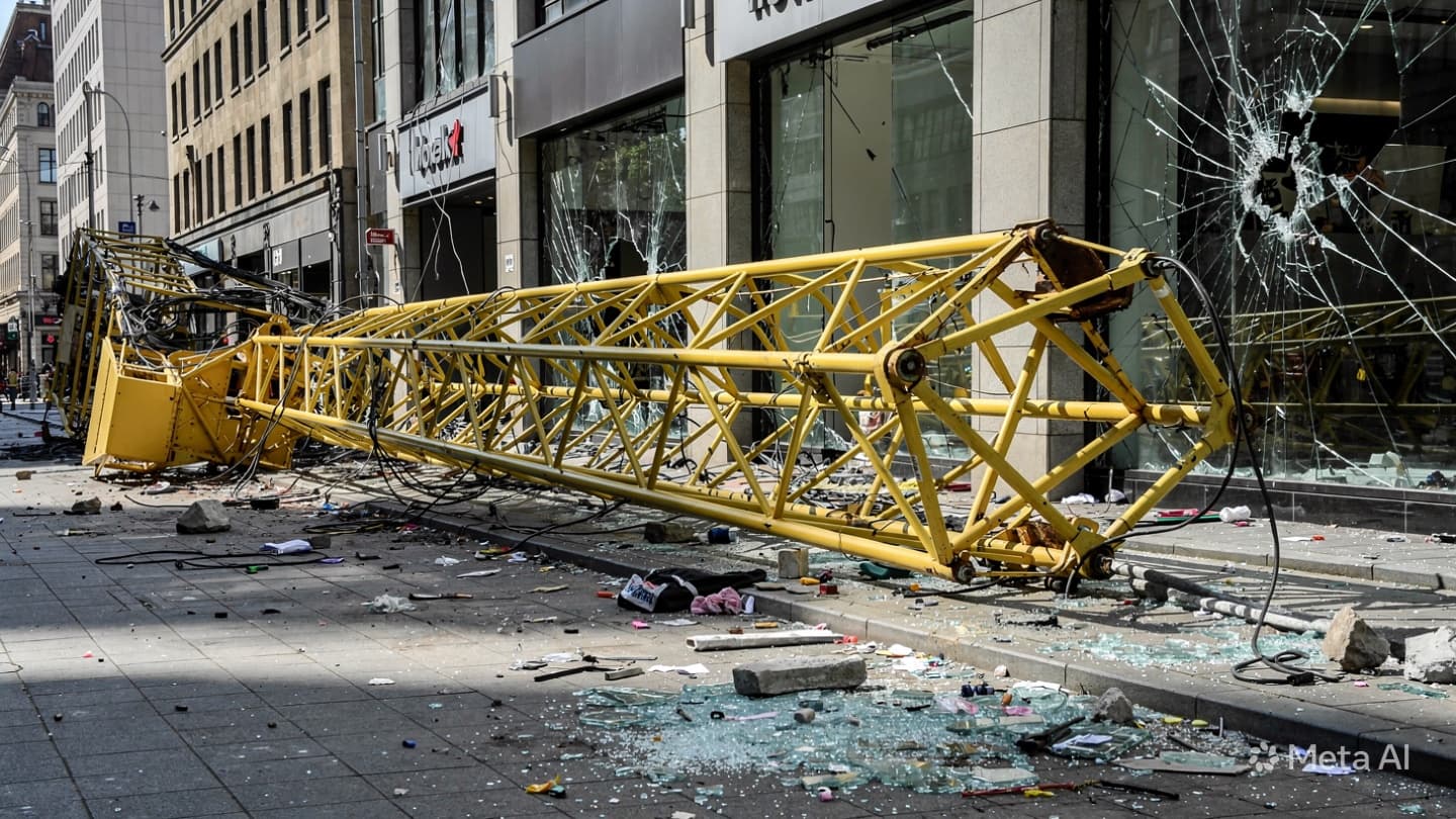 Seoul Construction Disaster: Heavy Tower Crane Collapses Onto Crowded Shopping District, Killing Three Seoul Construction Disaster: Heavy Tower Crane Collapses Onto Crowded Shopping District, Killing Three