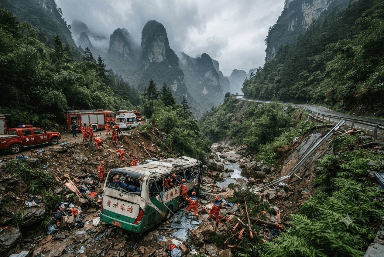 Fatal Transport Disaster: Bus Plunges Into Mountain Ravine in Guizhou Causing Multiple Casualties Fatal Transport Disaster: Bus Plunges Into Mountain Ravine in Guizhou Causing Multiple Casualties