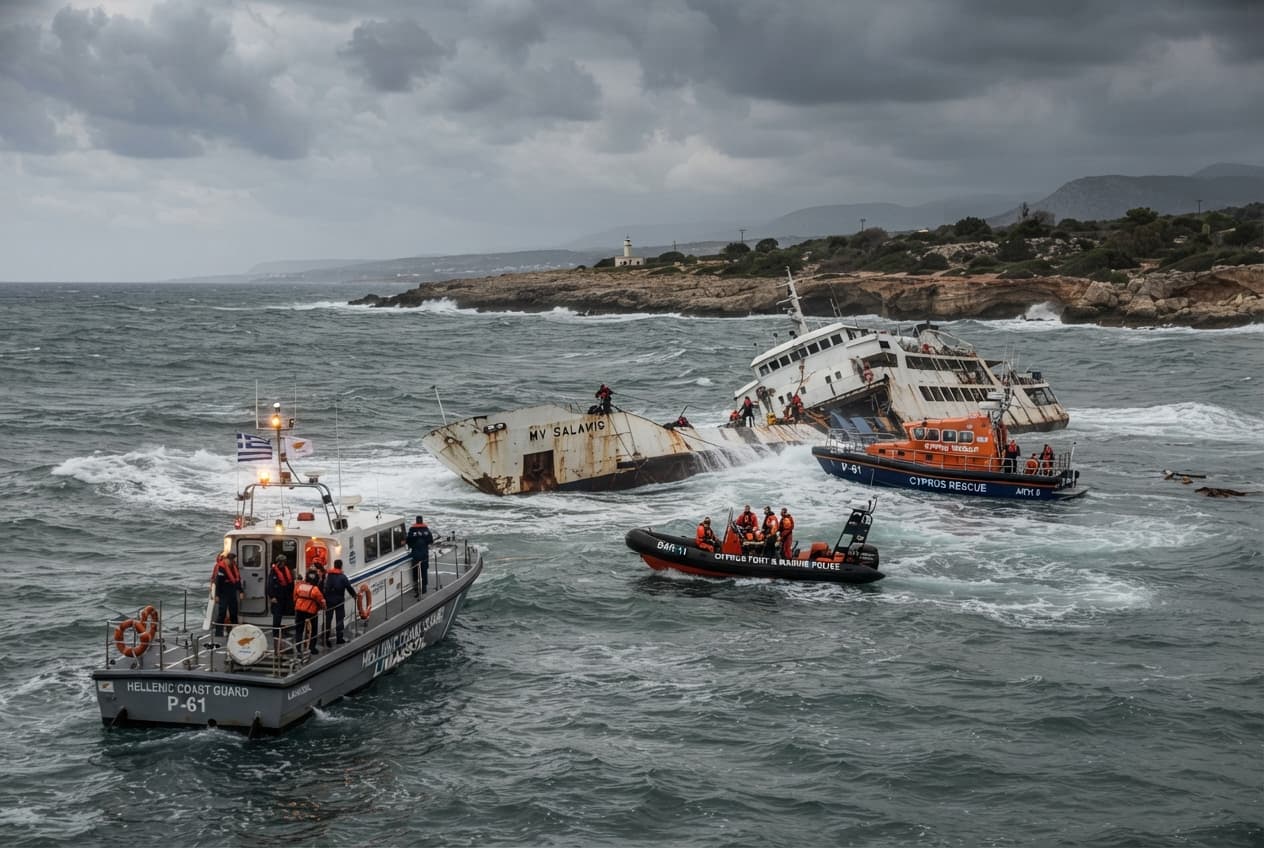 Mediterranean Tragedy: Cyprus Ferry Capsizing Leaves Seven Dead After Severe Storms Strike Coastal Waters Mediterranean Tragedy: Cyprus Ferry Capsizing Leaves Seven Dead After Severe Storms Strike Coastal Waters