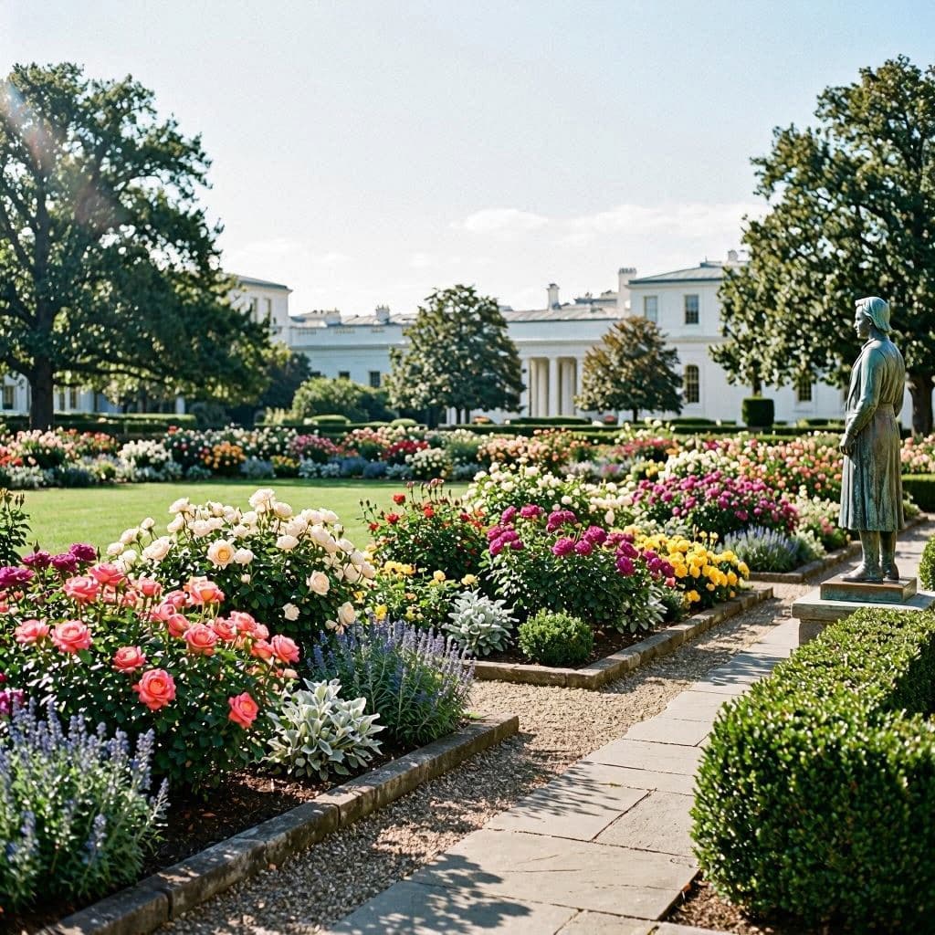 Donald Trump Adds New Statue to White House Rose Garden Donald Trump Adds New Statue to White House Rose Garden