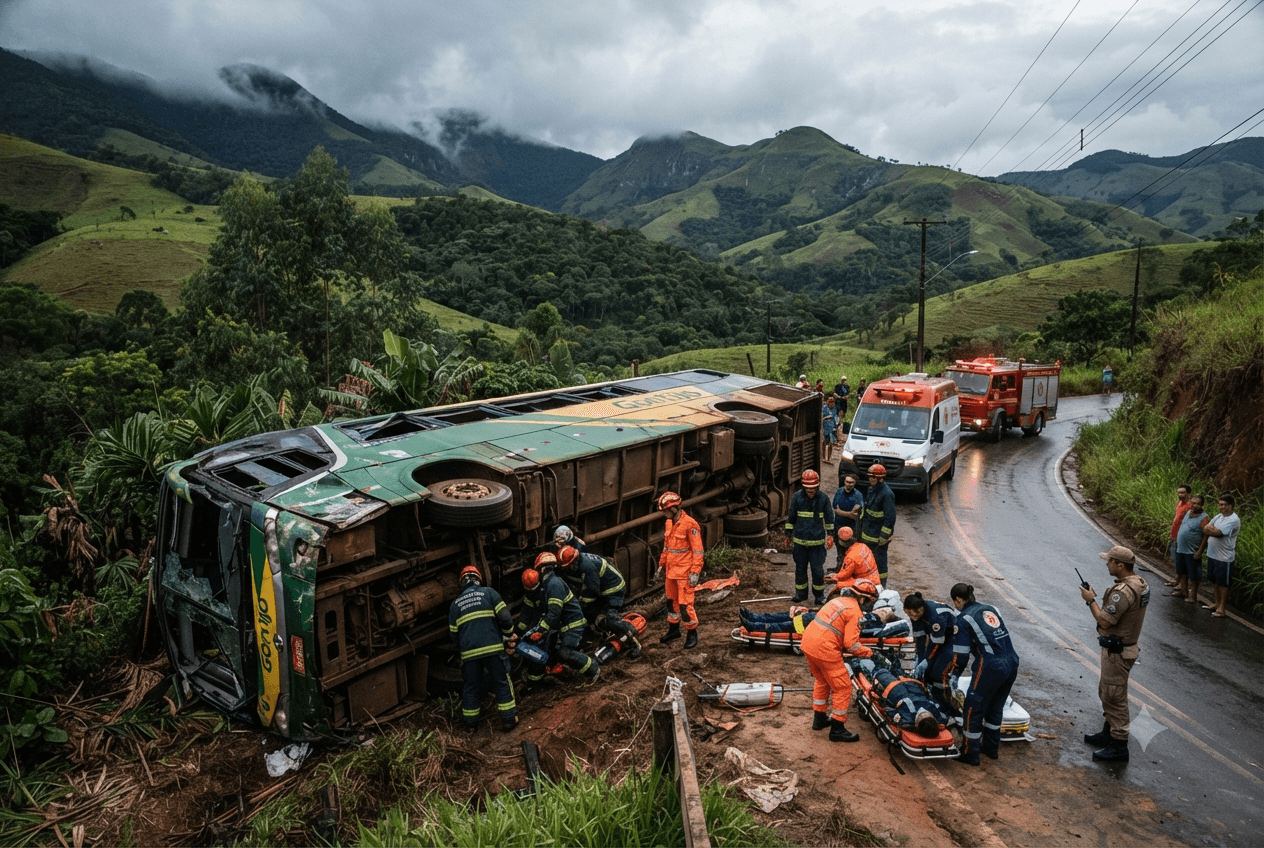 Minas Gerais Bus Crash: Fourteen Injured As Passenger Vehicle Loses Control In Brazil Today Minas Gerais Bus Crash: Fourteen Injured As Passenger Vehicle Loses Control In Brazil Today