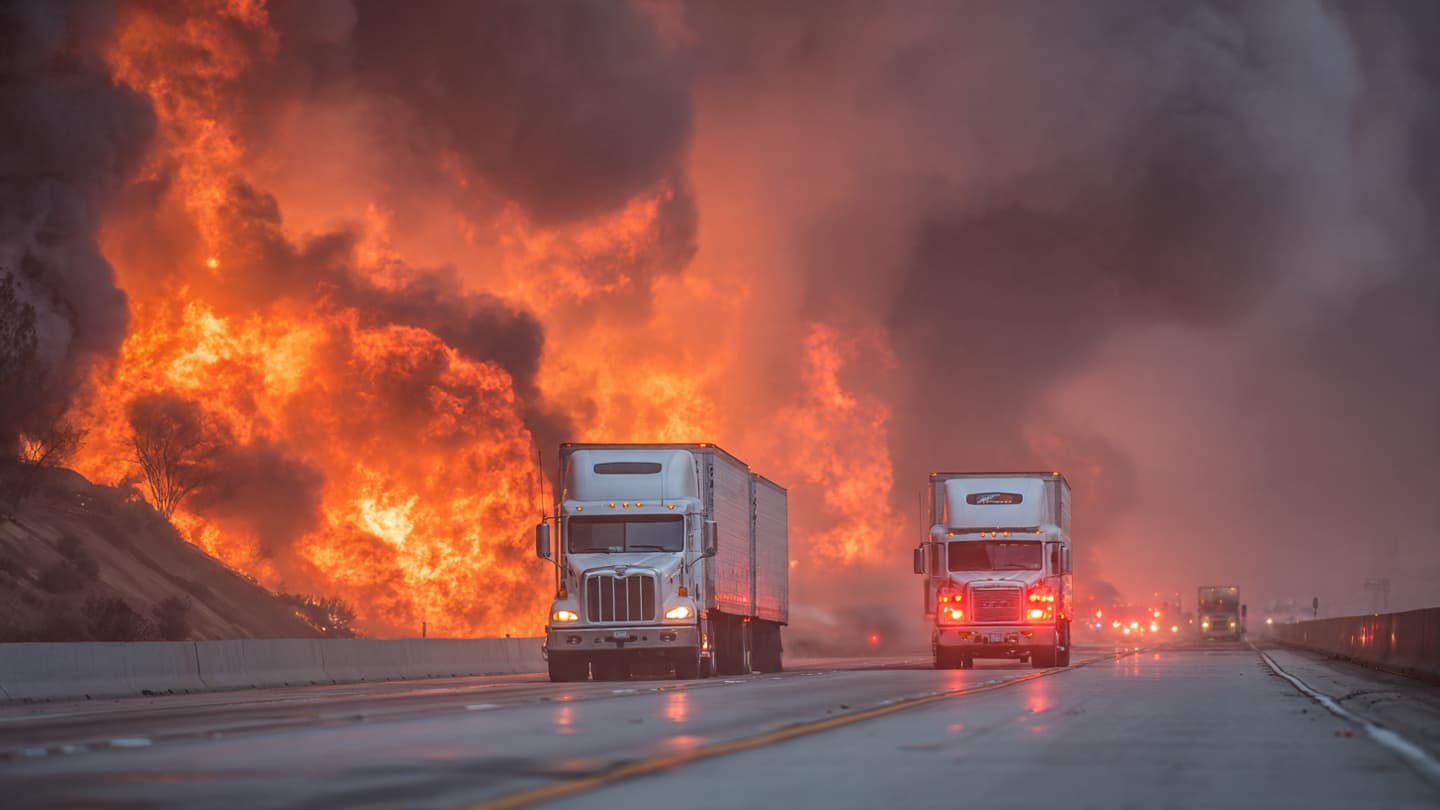 When the Highway’s Rhythm Breaks, Smoke Rises Where Movement Once Flowed When the Highway’s Rhythm Breaks, Smoke Rises Where Movement Once Flowed