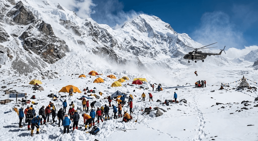 Disaster at High Altitude: At Least 10 Missing After Avalanche Sweeps Himlung Base Camp Disaster at High Altitude: At Least 10 Missing After Avalanche Sweeps Himlung Base Camp