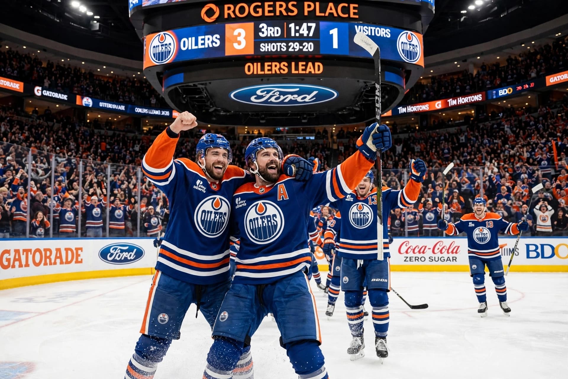Bouchard Scores Two, Takes NHL Lead in Oilers' Win Over Ducks Bouchard Scores Two, Takes NHL Lead in Oilers' Win Over Ducks