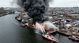 Infernal Blaze: Giant Barge Fire in the Bronx Sends Plumes of Black Smoke for Miles Infernal Blaze: Giant Barge Fire in the Bronx Sends Plumes of Black Smoke for Miles