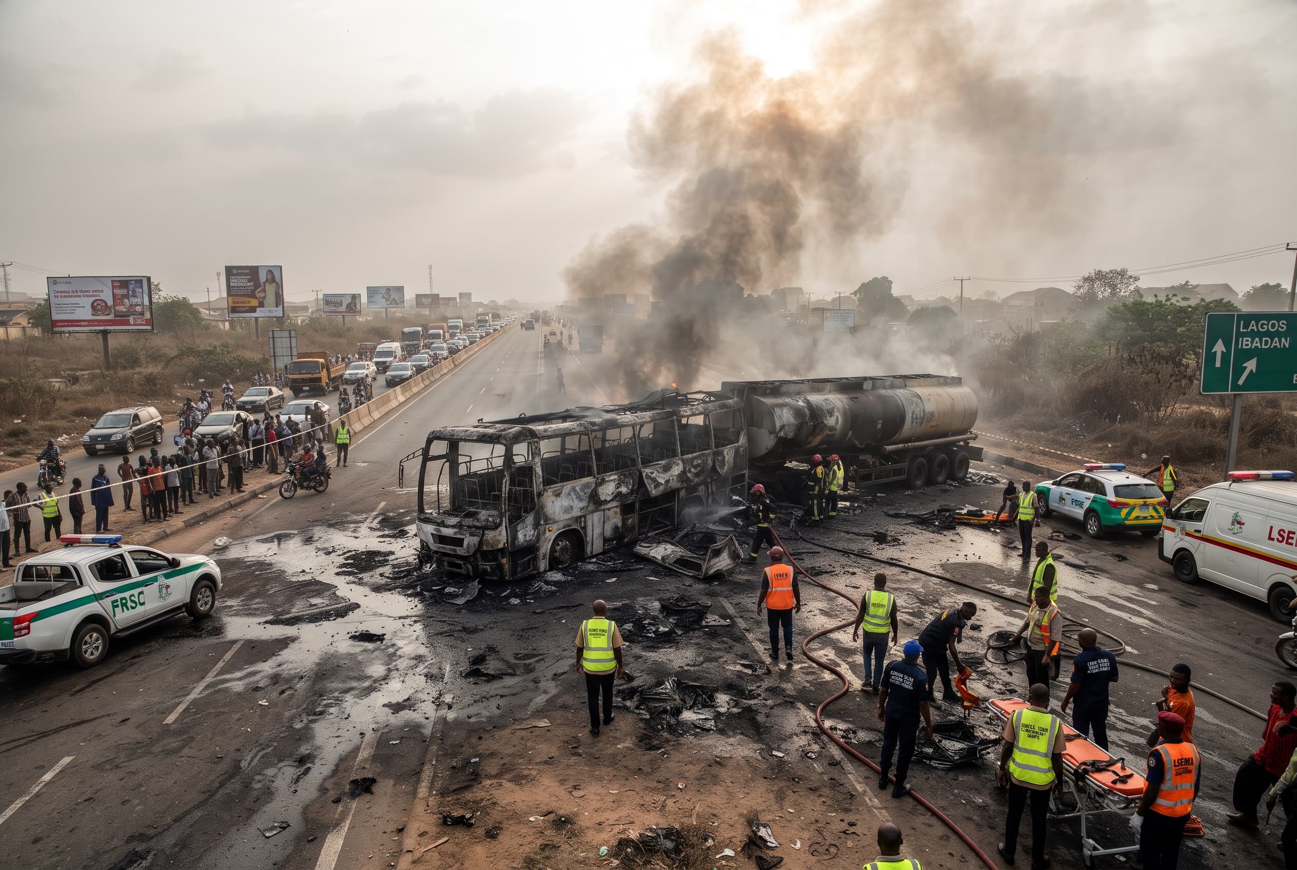 Nightmare on Lagos-Ibadan Expressway: Four-Vehicle Crash Kills 20, Leaves Five Fighting for Life Nightmare on Lagos-Ibadan Expressway: Four-Vehicle Crash Kills 20, Leaves Five Fighting for Life