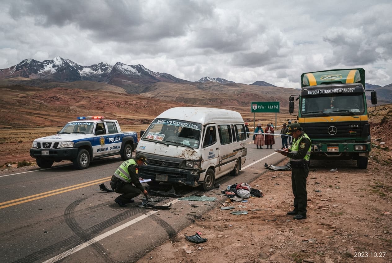 Highway Collision Tragedy: Seven Dead After Heavy Minibus And Truck Crash On La Paz Route Highway Collision Tragedy: Seven Dead After Heavy Minibus And Truck Crash On La Paz Route