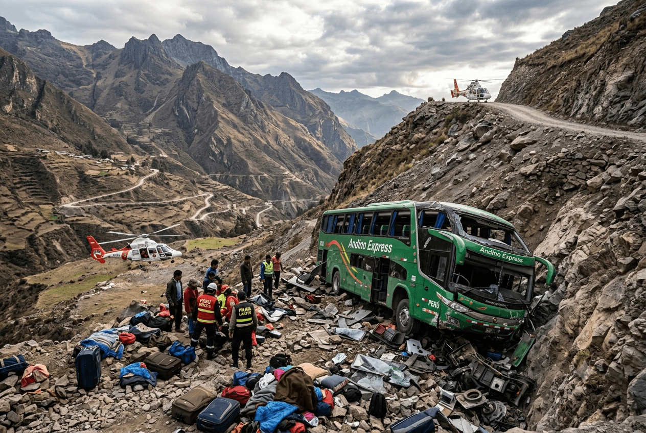 Fatal Rollover in Peru: Five Dead as Bus Plummets Down Steep Cusco Pass Fatal Rollover in Peru: Five Dead as Bus Plummets Down Steep Cusco Pass