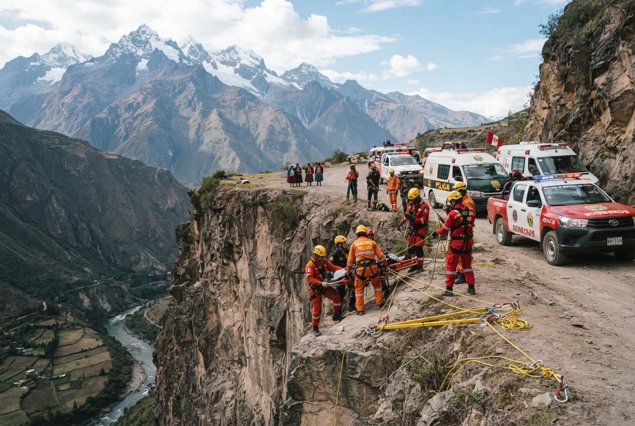 Bus Plunges Into Ravine: Fourteen Dead Following Tragic Highway Accident in Peruvian Andes Bus Plunges Into Ravine: Fourteen Dead Following Tragic Highway Accident in Peruvian Andes