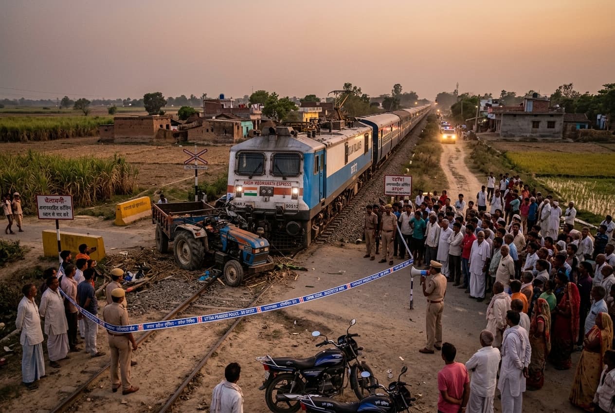 Railway Crossing Disaster in India: Express Train Collides With Tractor in Uttar Pradesh, Three Killed Railway Crossing Disaster in India: Express Train Collides With Tractor in Uttar Pradesh, Three Killed