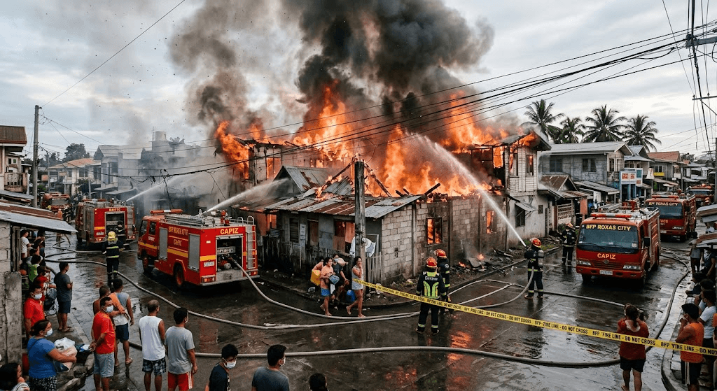 Devastating Fire Sweeps Through Residential Neighborhood on Plaridel Street in Roxas City Devastating Fire Sweeps Through Residential Neighborhood on Plaridel Street in Roxas City