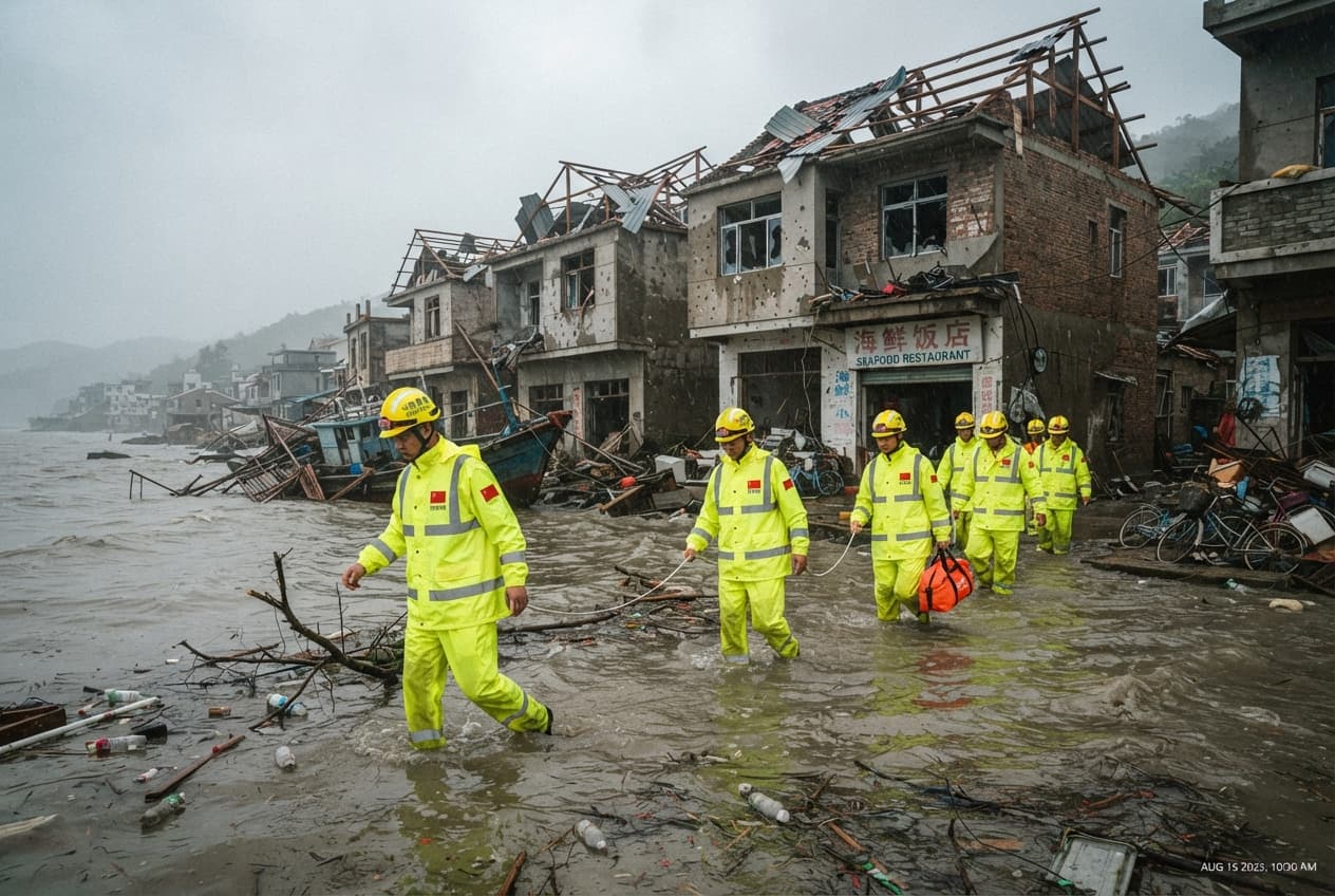 Coastal Storm Disaster, Wenzhou: Category Typhoon Landfall Destroys Buildings and Claims Nine Lives in Regional Towns Coastal Storm Disaster, Wenzhou: Category Typhoon Landfall Destroys Buildings and Claims Nine Lives in Regional Towns