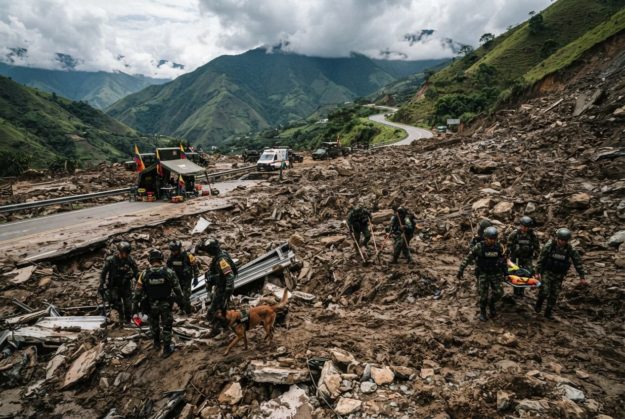 Highway Disaster Strikes Rural Colombia: Massive Landslide Sweeps Vehicles Off Mountain Pass Highway Disaster Strikes Rural Colombia: Massive Landslide Sweeps Vehicles Off Mountain Pass