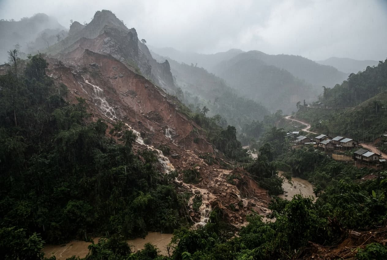 Heavy Cloudburst Triggers Mudslide: Mountain Outpost Buried With Four Workers Dead in Myanmar Heavy Cloudburst Triggers Mudslide: Mountain Outpost Buried With Four Workers Dead in Myanmar