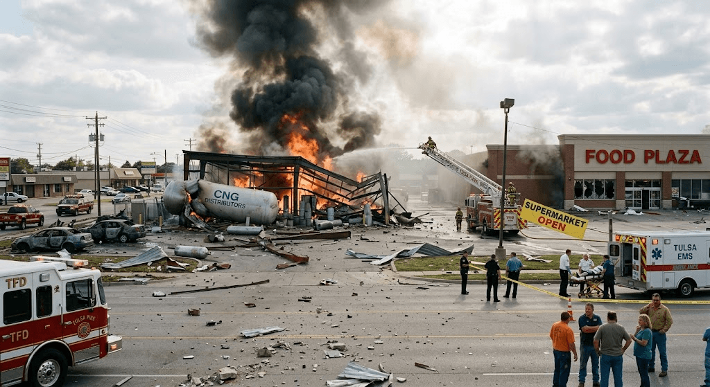 Inferno in the U.S.: Flying Debris and Fireball Mark Massive Gas Explosion Inferno in the U.S.: Flying Debris and Fireball Mark Massive Gas Explosion