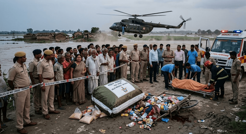 Relief Drop Tragedy: Food Packet Kills Local Hawker in Bihar's Saran District Relief Drop Tragedy: Food Packet Kills Local Hawker in Bihar's Saran District