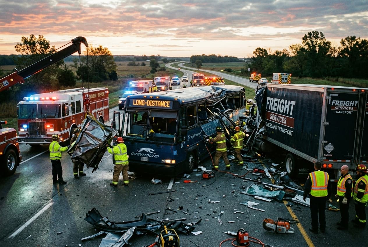 Karnataka Highway Tragedy: Four Killed as Bus and Freight Lorry Collide Near Kiranal Gate Karnataka Highway Tragedy: Four Killed as Bus and Freight Lorry Collide Near Kiranal Gate