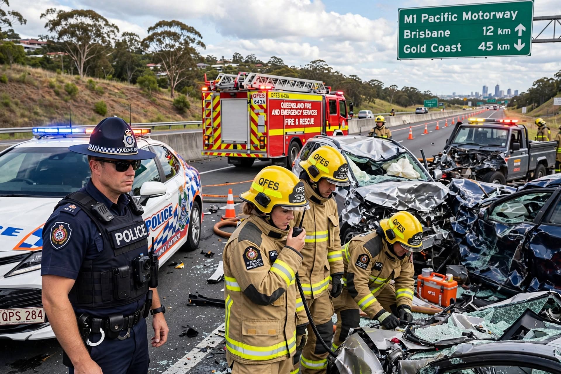 Brisbane Highway Crash, Wrong Way Driver Causes Pileup, One Fatality, Three Hospitalized Brisbane Highway Crash, Wrong Way Driver Causes Pileup, One Fatality, Three Hospitalized