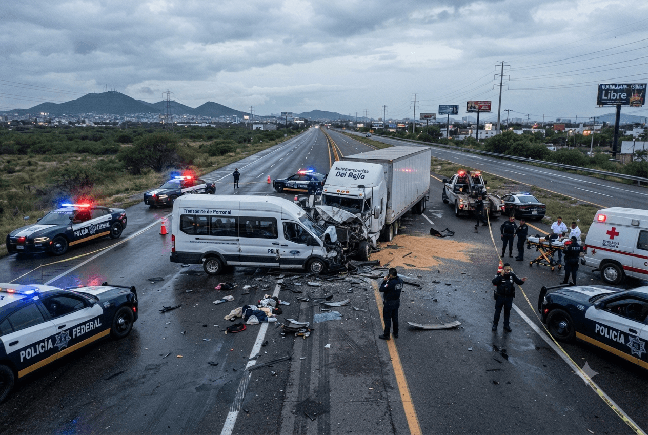 Fatal Crash: Trailer Truck Collides With Passenger Van Near Guadalajara Claiming Seven Lives Fatal Crash: Trailer Truck Collides With Passenger Van Near Guadalajara Claiming Seven Lives