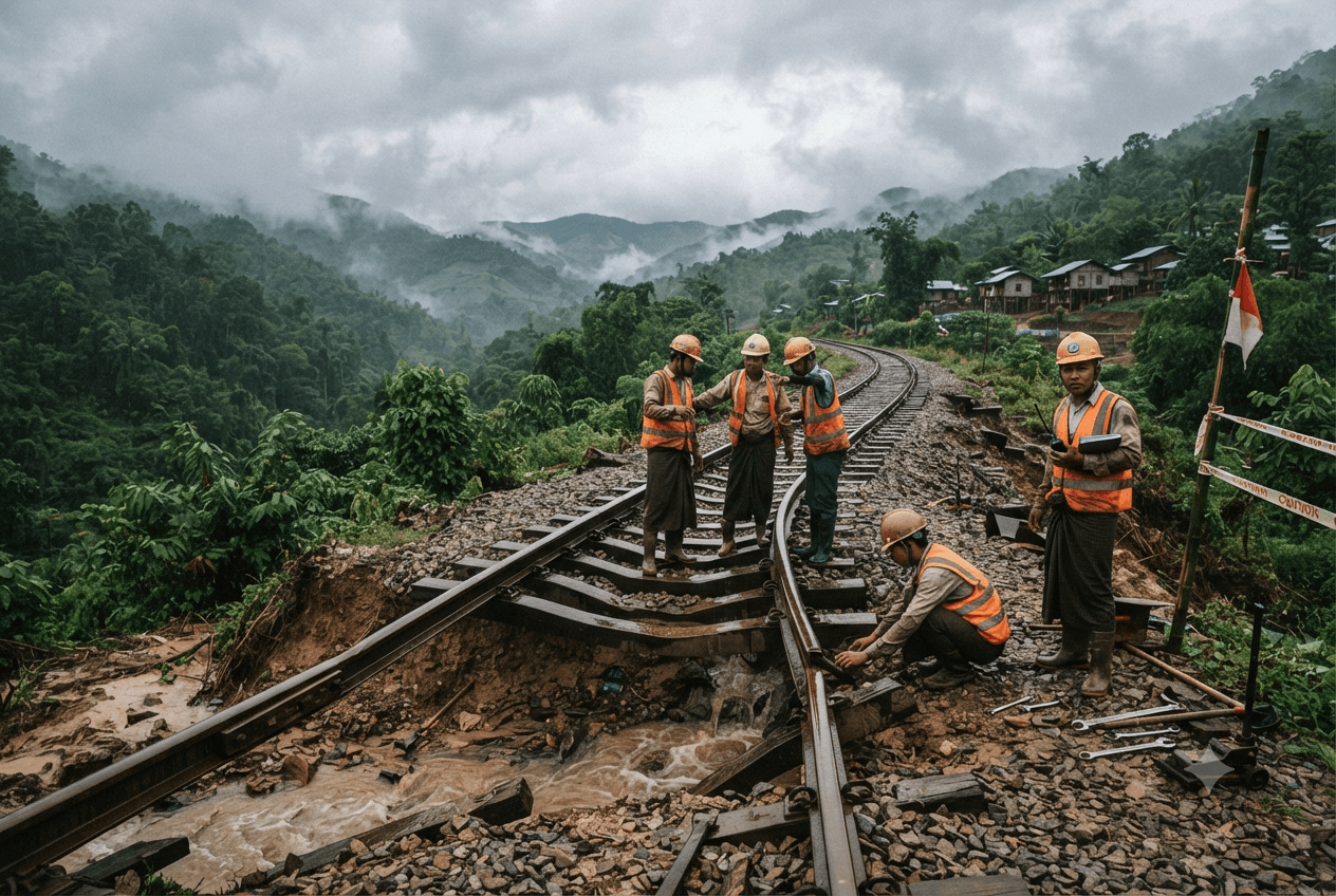 Monsoon Track Washout: Express Train Derails Near Shwebo Resulting In Two Deaths And Fifteeen Injured Monsoon Track Washout: Express Train Derails Near Shwebo Resulting In Two Deaths And Fifteeen Injured