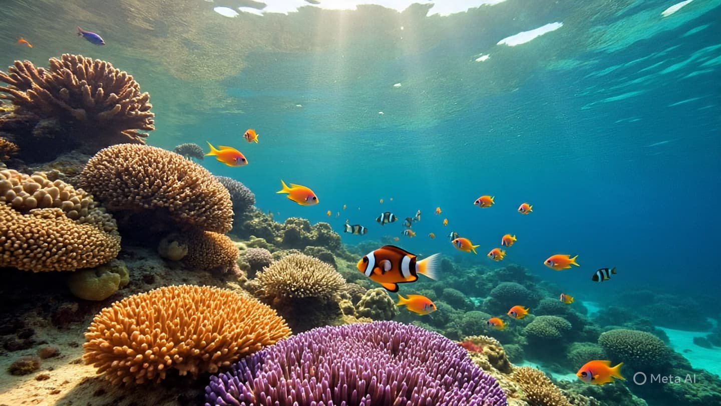 The Submerged Kaleidoscope of the Coral Sea: A Reflective Study of Resilience Under the Waves The Submerged Kaleidoscope of the Coral Sea: A Reflective Study of Resilience Under the Waves