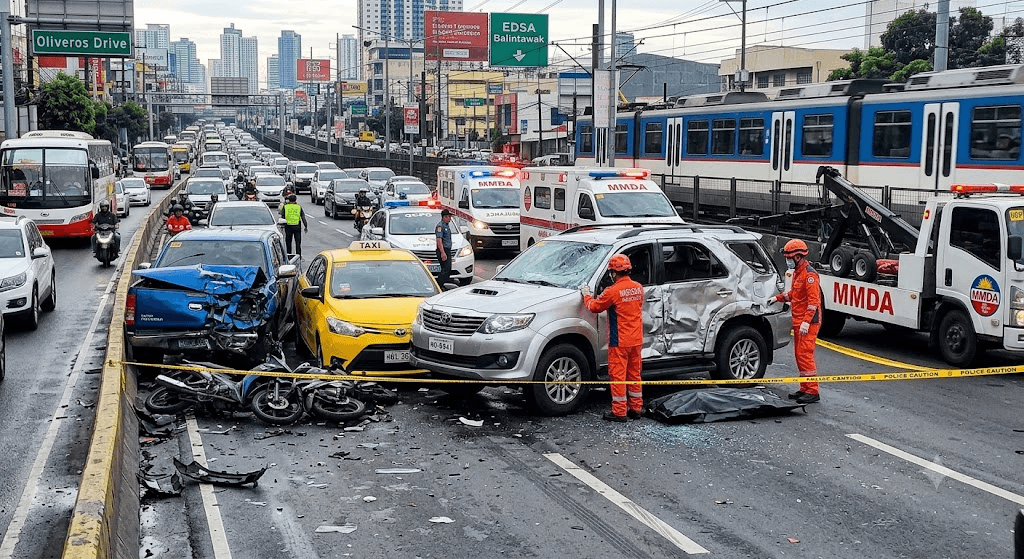 Morning Rush Hour Horror: Fatal SUV Smashup Cripples EDSA-Quezon City Traffic Morning Rush Hour Horror: Fatal SUV Smashup Cripples EDSA-Quezon City Traffic