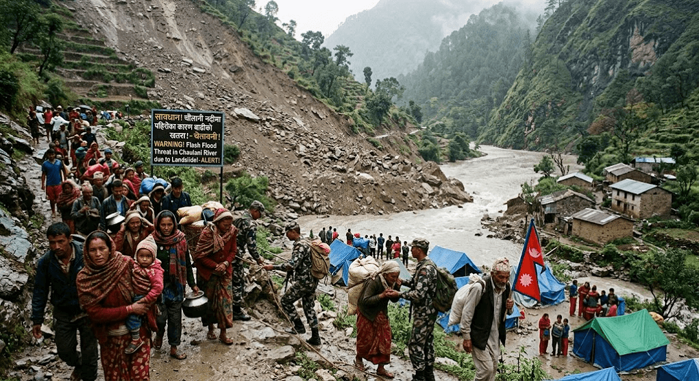 High Alert in Nepal: Massive Landslide Blocks Chaulani River, Triggering Flash Flood Threat High Alert in Nepal: Massive Landslide Blocks Chaulani River, Triggering Flash Flood Threat