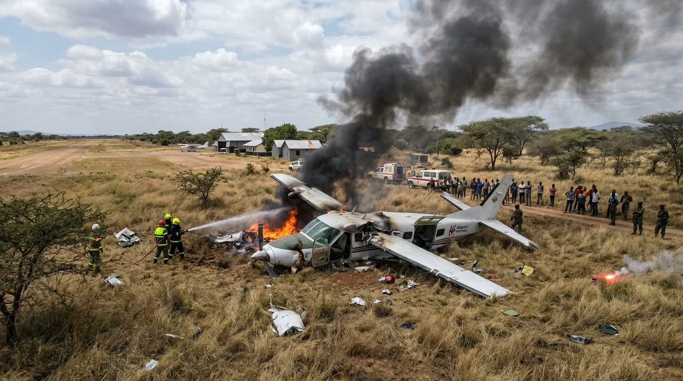 Small Cargo Plane Crashes Near Kenyan Airstrip, Both Crew Dead, Wreckage Burns, Investigation Launched Overnight Small Cargo Plane Crashes Near Kenyan Airstrip, Both Crew Dead, Wreckage Burns, Investigation Launched Overnight