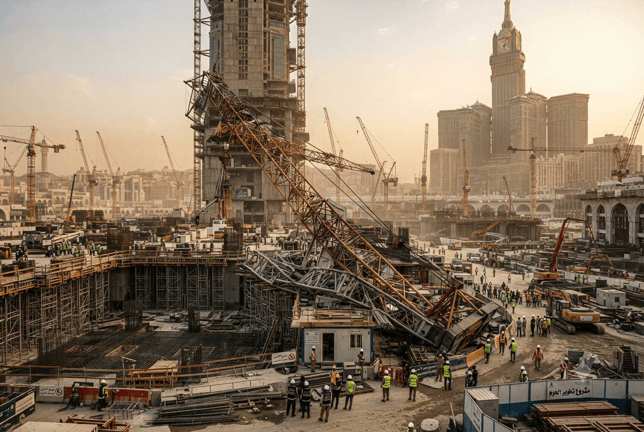 Mega-Project Construction Disasters: Construction Crane Collapse at Mega-Project Site in Mecca Crushes Laborers Mega-Project Construction Disasters: Construction Crane Collapse at Mega-Project Site in Mecca Crushes Laborers