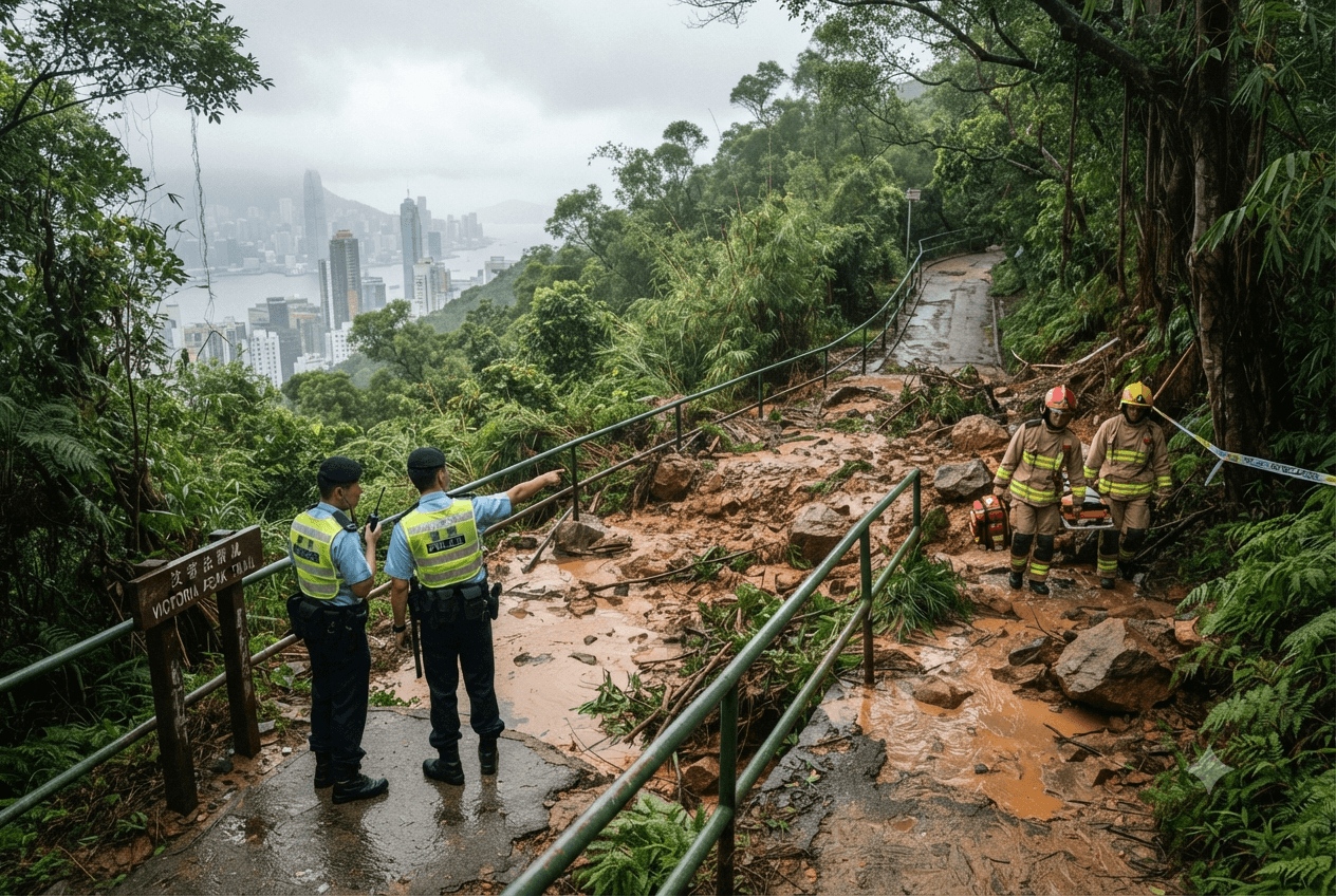 Fatal Landslide In Hong Kong: One Person Dies On Victoria Peak Trail Following Collapse Fatal Landslide In Hong Kong: One Person Dies On Victoria Peak Trail Following Collapse