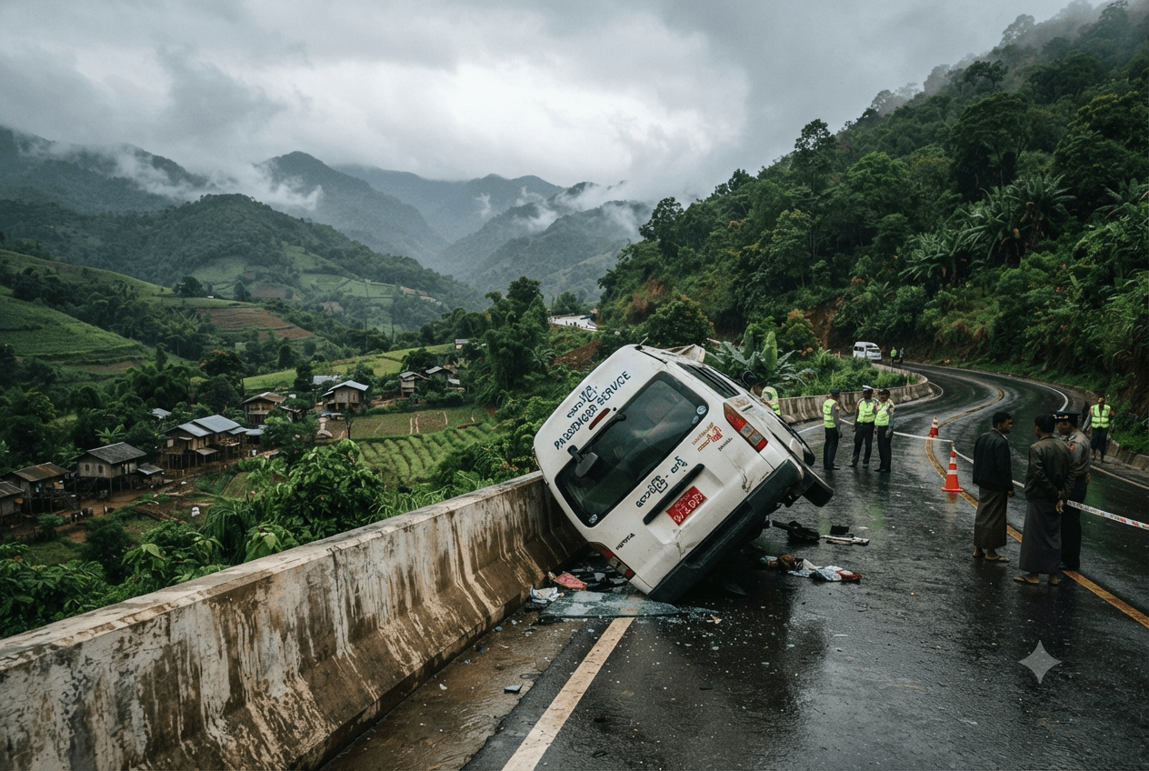 Fatal Transit Crash: Slick Mountain Curves Cause Passenger Van Overturn In Shan State Tragedy Fatal Transit Crash: Slick Mountain Curves Cause Passenger Van Overturn In Shan State Tragedy