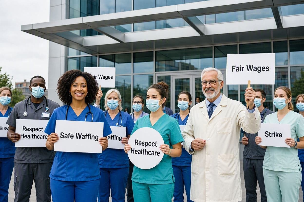 Healthcare delays as lab technicians walk out. Healthcare delays as lab technicians walk out.