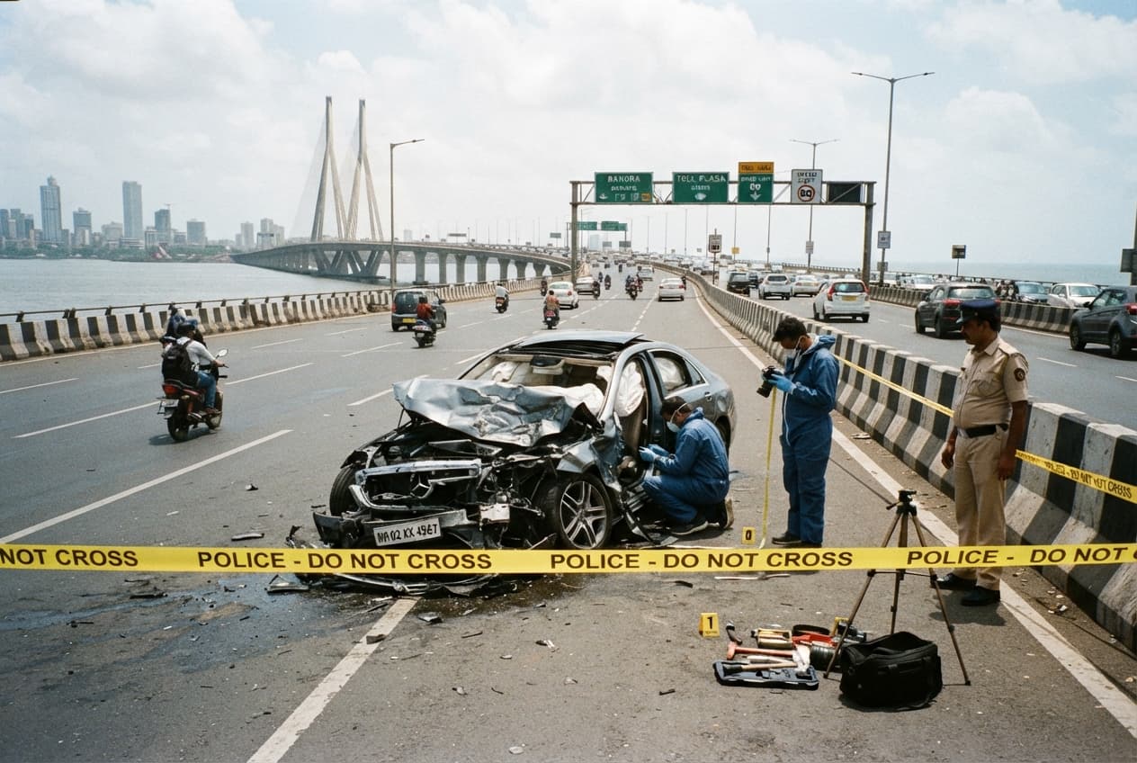 Fatal High-Speed Impact: Three Dead as Luxury Vehicle Crashes on Mumbai Coastal Road Fatal High-Speed Impact: Three Dead as Luxury Vehicle Crashes on Mumbai Coastal Road