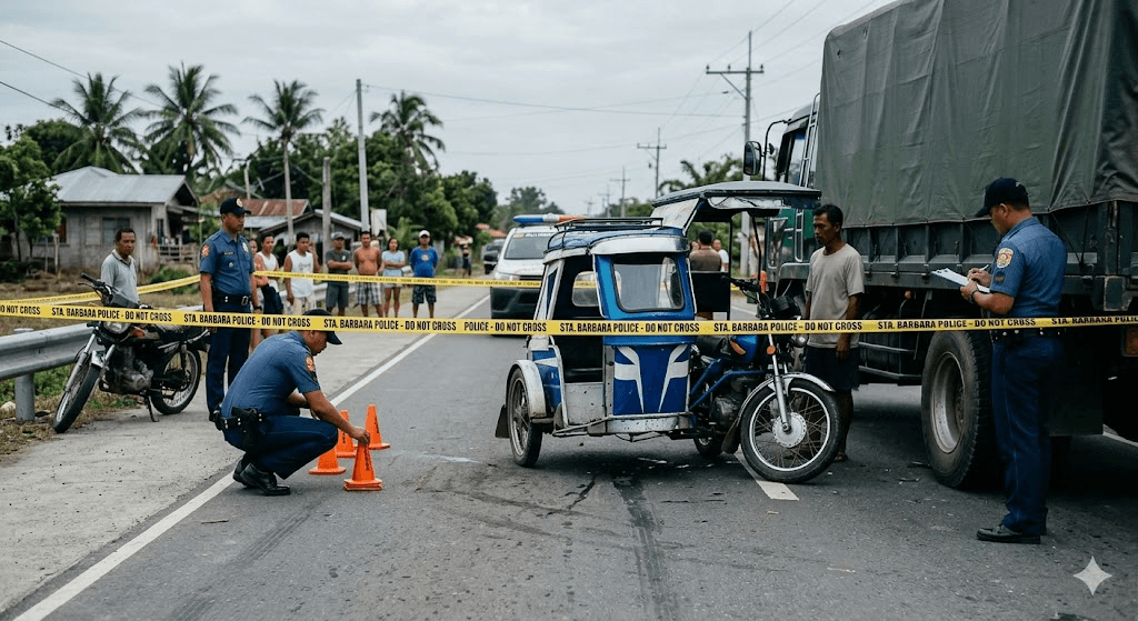 Horrific Double Impact: Tricycle Driver Dies After Hitting Motorcycle and Being Run Over by Truck Horrific Double Impact: Tricycle Driver Dies After Hitting Motorcycle and Being Run Over by Truck