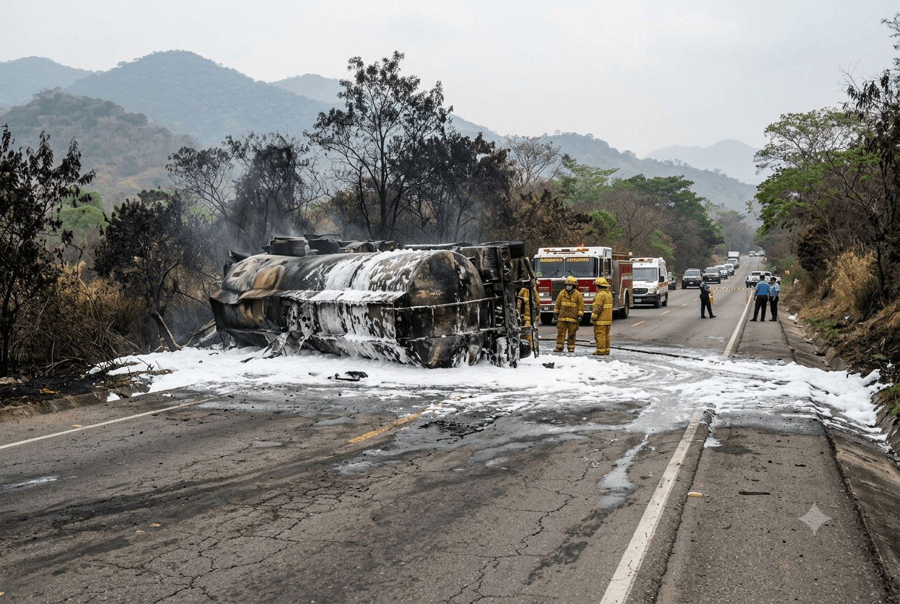 Honduras Highway Explosion: Fuel Tanker Fire Kills Three on Route to San Pedro Sula Honduras Highway Explosion: Fuel Tanker Fire Kills Three on Route to San Pedro Sula