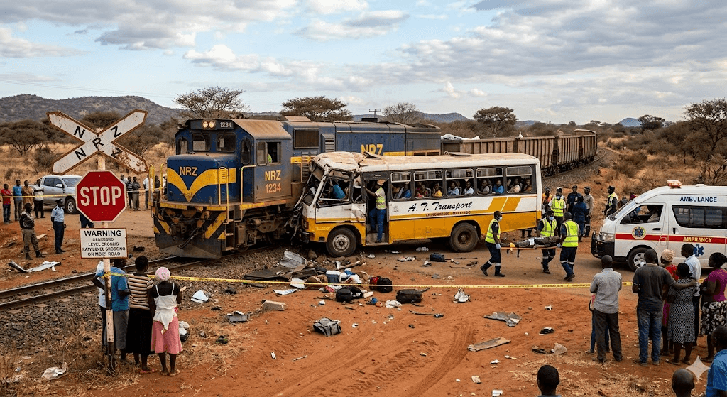 Horror in Zimbabwe: Children Among 9 Dead After Train Smashes Into Bus Horror in Zimbabwe: Children Among 9 Dead After Train Smashes Into Bus