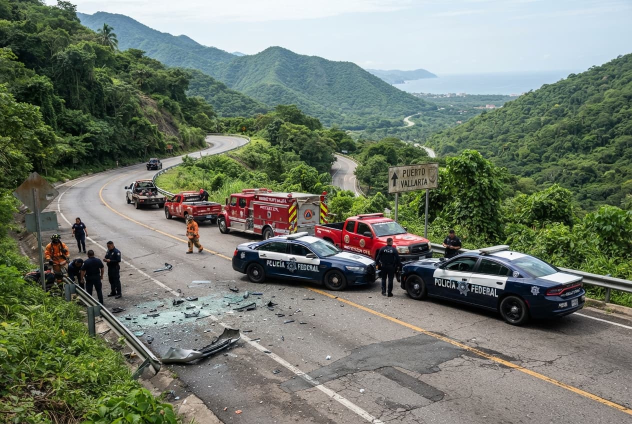 Puerto Vallarta Highway: Semi-Truck And Tourist Van Collide Head-On, Confirming Four Fatalities Puerto Vallarta Highway: Semi-Truck And Tourist Van Collide Head-On, Confirming Four Fatalities
