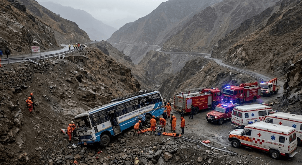 Tragic Accident: Bus Falls Into Gorge in Jammu & Kashmir's Udhampur, Leaving Over 15 Injured Tragic Accident: Bus Falls Into Gorge in Jammu & Kashmir's Udhampur, Leaving Over 15 Injured