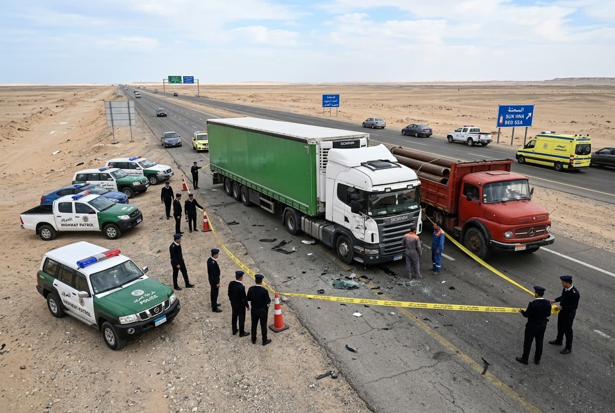 Highway Ambush Near Border: Armed Attackers Shoot Dead Two Commercial Truck Drivers in Egypt Highway Ambush Near Border: Armed Attackers Shoot Dead Two Commercial Truck Drivers in Egypt