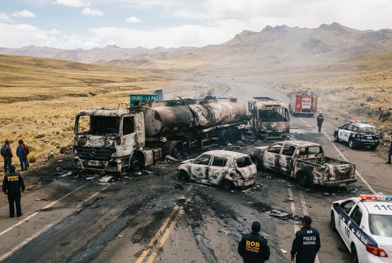 Tanker Truck Explosion in Bolivia: Intercity Highway Blast Kills Four People and Destroys Vehicles Today Tanker Truck Explosion in Bolivia: Intercity Highway Blast Kills Four People and Destroys Vehicles Today