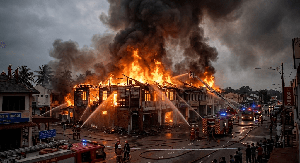 Fiery Inferno: Firefighters Battle Massive Blaze Engulfing Kota Tinggi Property Fiery Inferno: Firefighters Battle Massive Blaze Engulfing Kota Tinggi Property